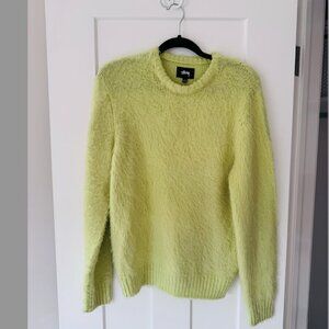 STUSSY men's lime fuzzy sweater